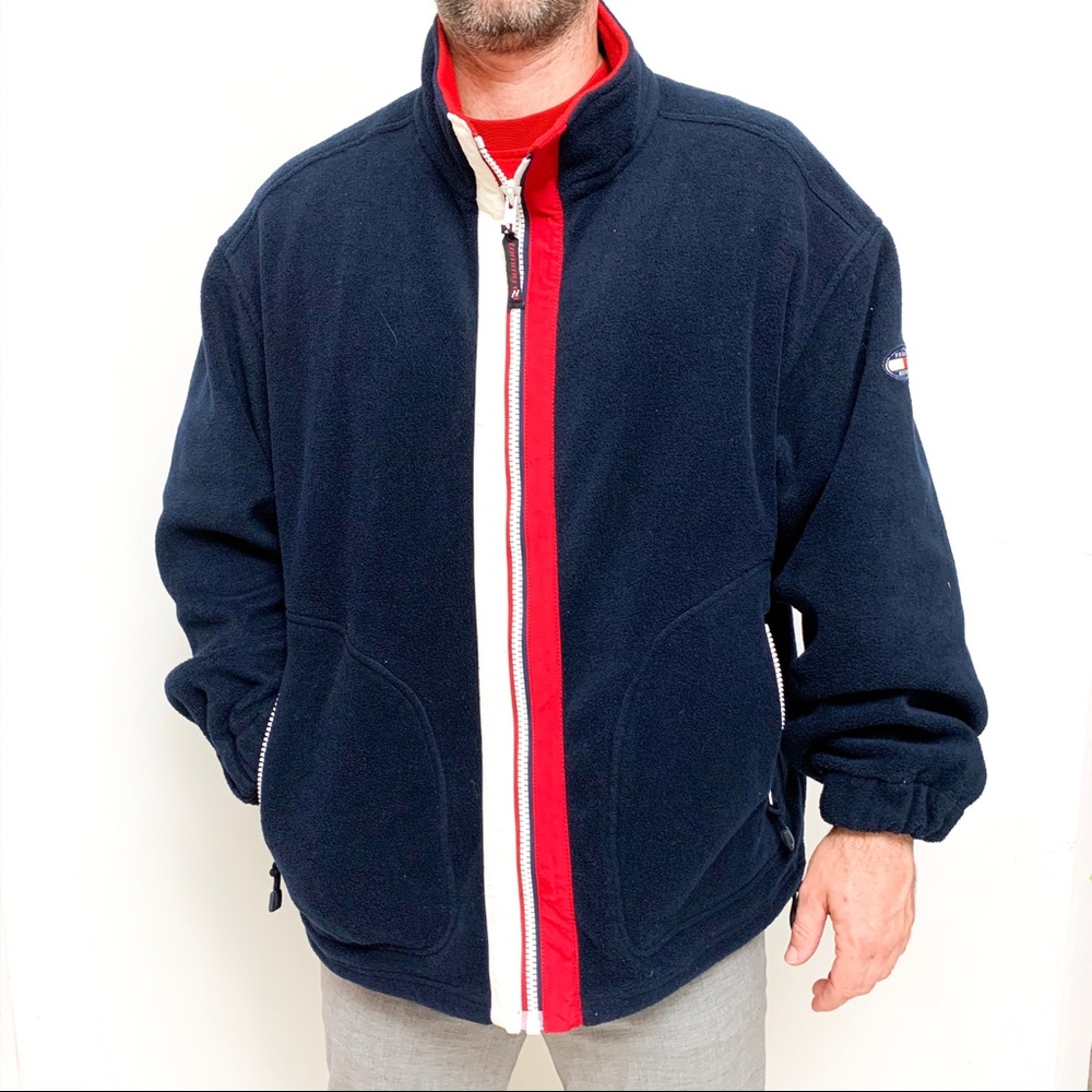 Tommy Hilfiger Fleece Jacket Logo Flag Patch Vtg